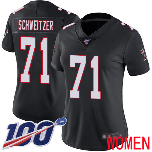 Atlanta Falcons Limited Black Women Wes Schweitzer Alternate Jersey NFL Football #71 100th Season Vapor Untouchable->women nfl jersey->Women Jersey